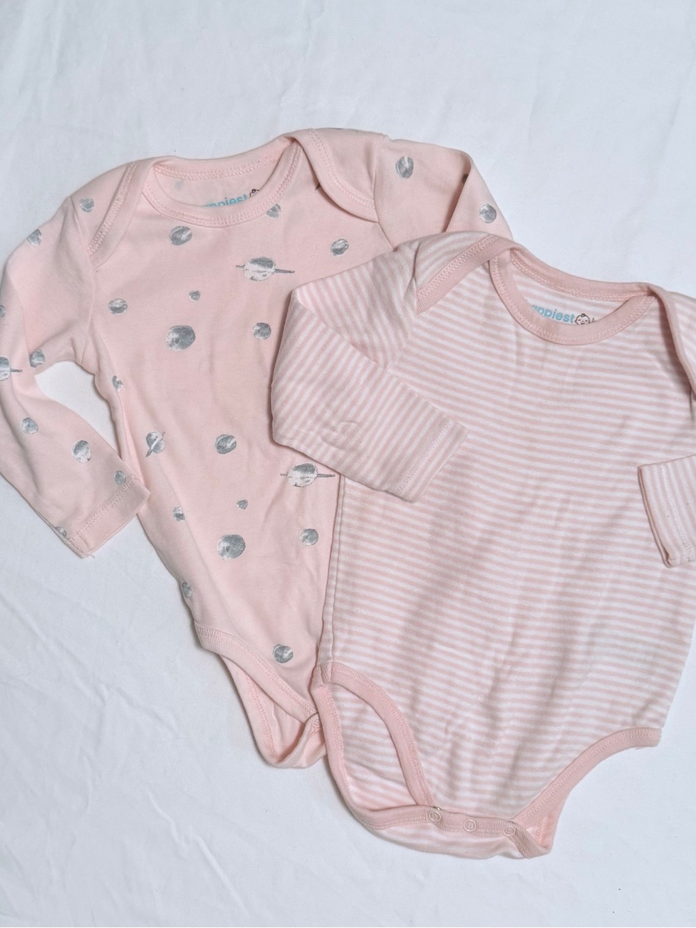 2-Pack Soft Pink Long-Sleeve Baby One-Piece Bodysuits